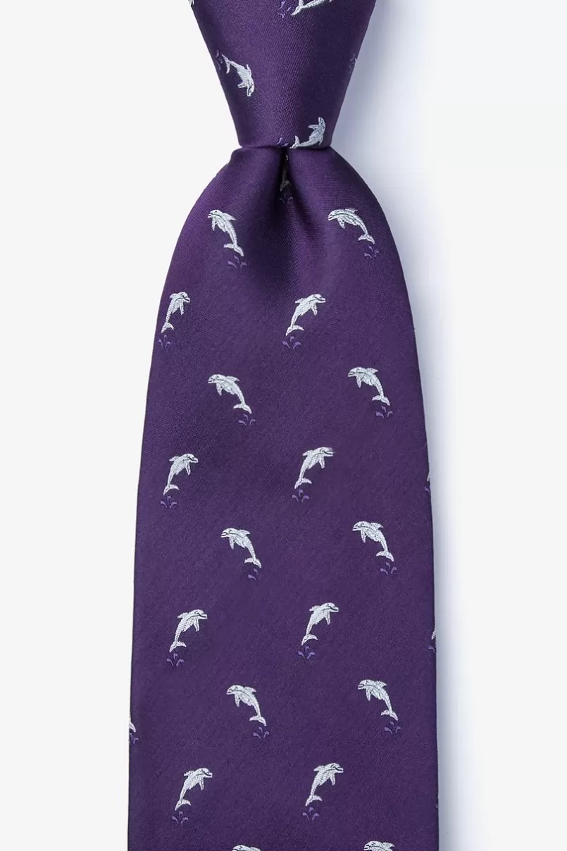 Ties A Porpoise-ful Life Purple Tie Best Sale