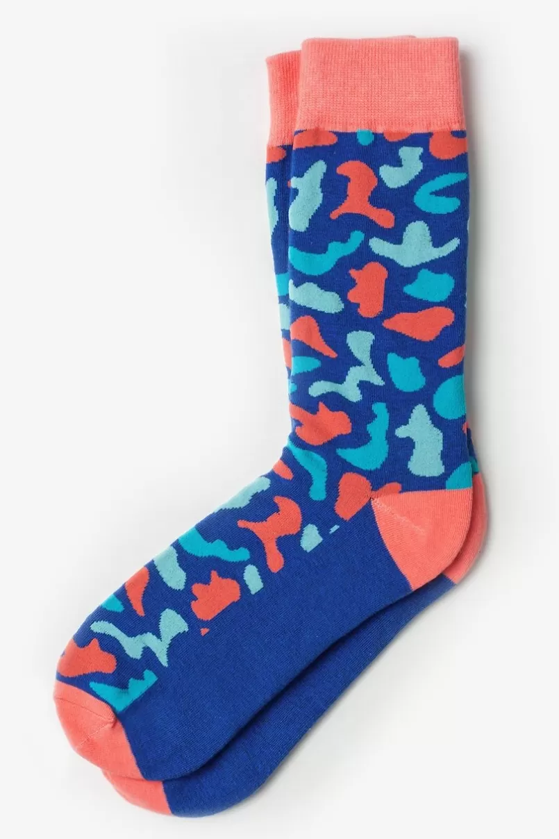 Ties Abstract Camouflage Sock Blue Clearance