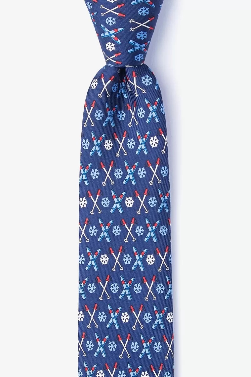 Ties All Downhill From Here Navy Blue Skinny Tie New