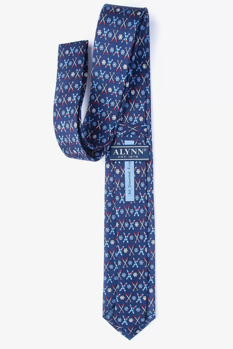 Ties All Downhill From Here Navy Blue Skinny Tie New