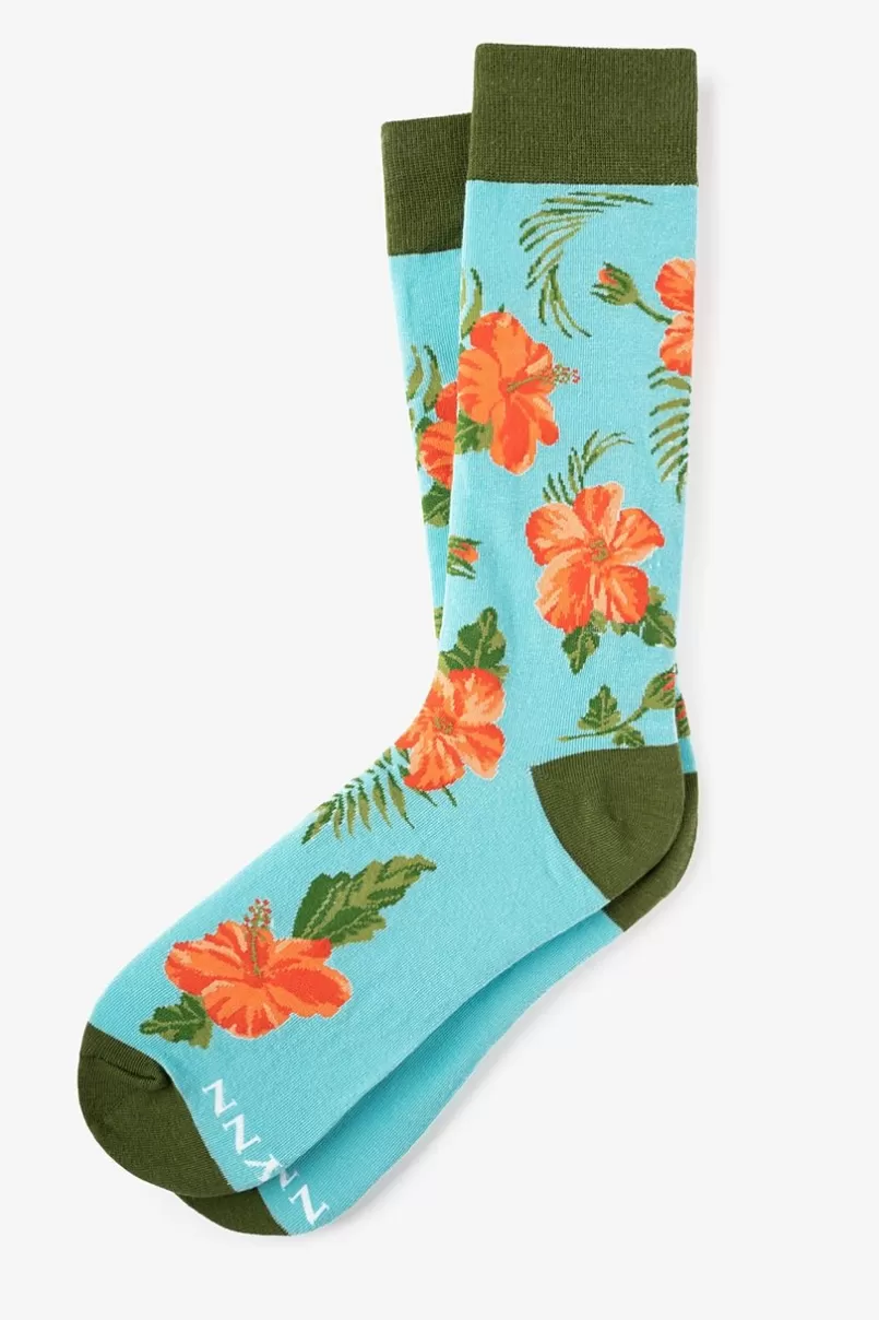 Ties Aloha Beaches Sock Turquoise Store