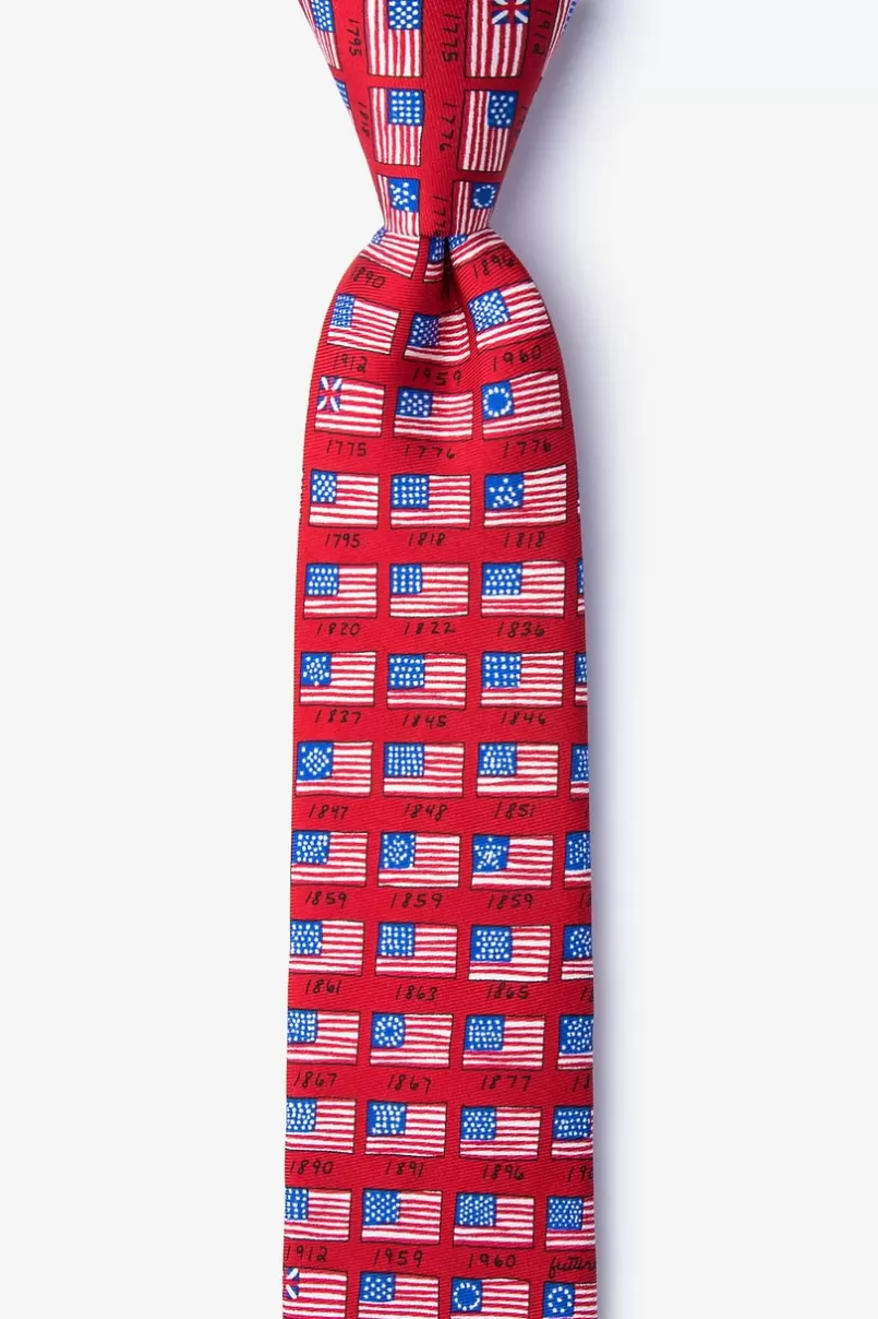 Ties American Flag History Red Skinny Tie Outlet