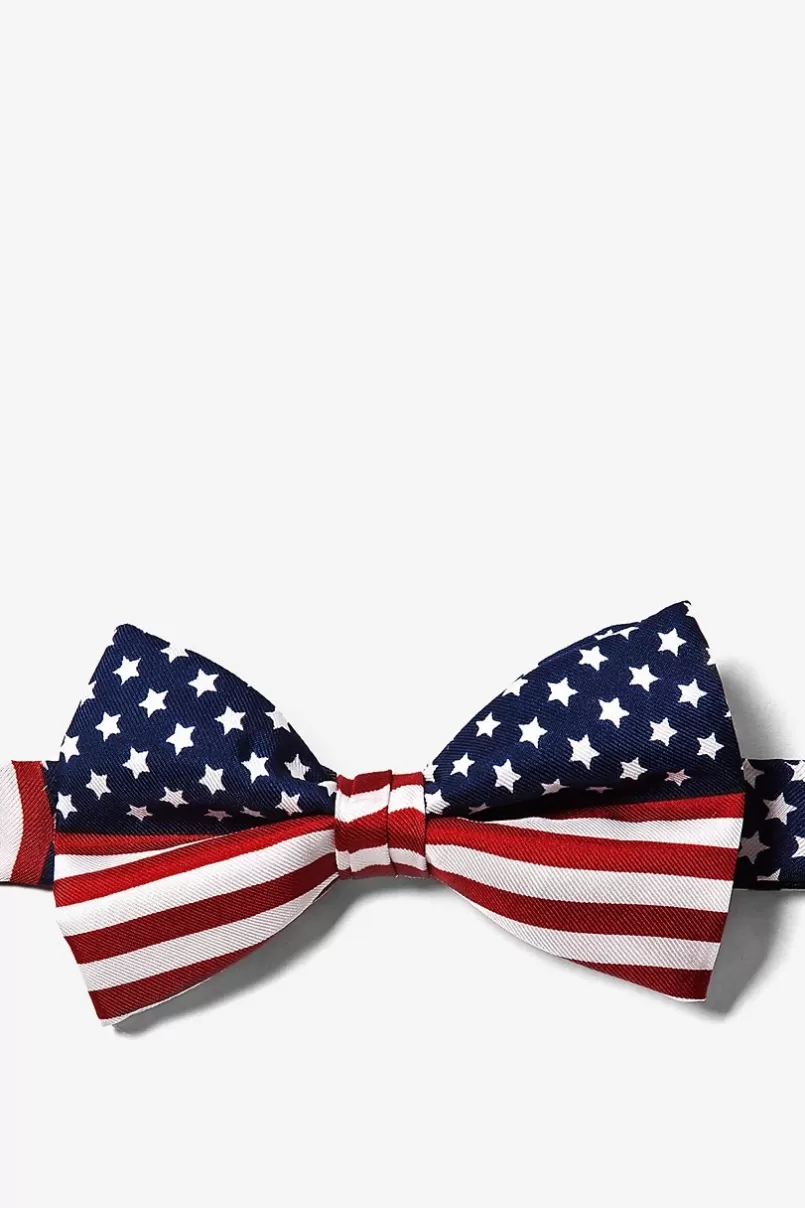 Ties American Flag Navy Blue Pre-Tied Bow Tie Flash Sale