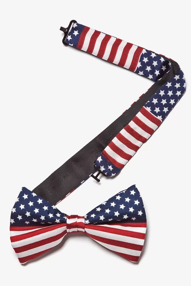 Ties American Flag Navy Blue Pre-Tied Bow Tie Flash Sale