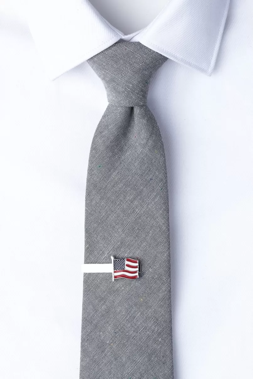 Ties American Flag Silver Tie Bar New