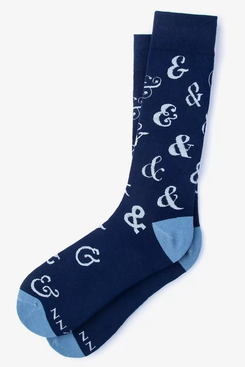 Ties Ampersand Addict Navy Blue Sock NavyBlue New