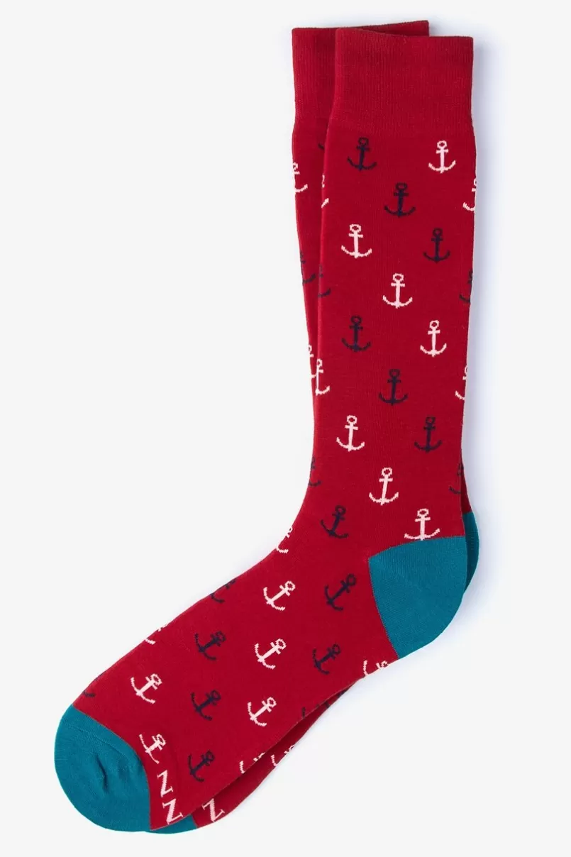 Ties Anchor Sock Red Sale