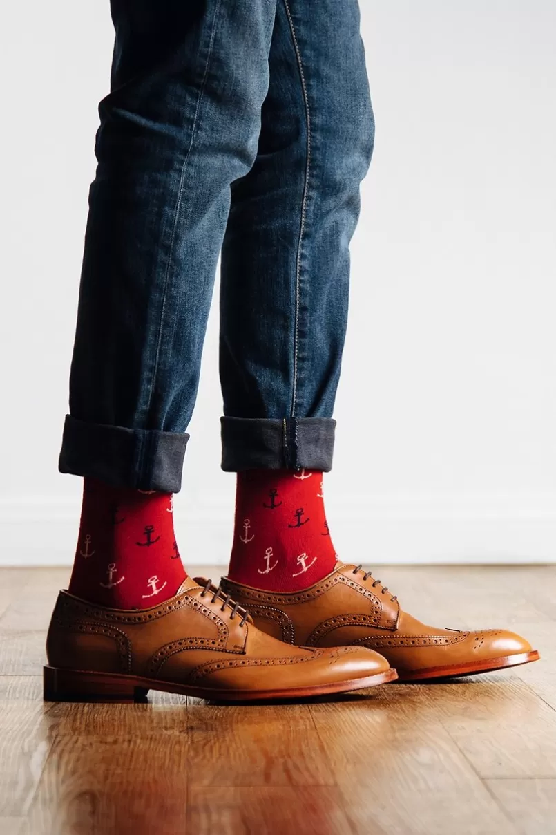 Ties Anchor Sock Red Sale