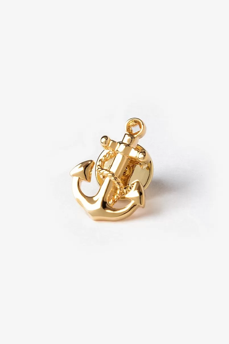 Ties Anchor With Rope Gold Lapel Pin Online