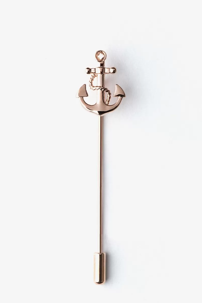 Ties Anchor With Rope Rose Gold Lapel Pin RoseGold Fashion