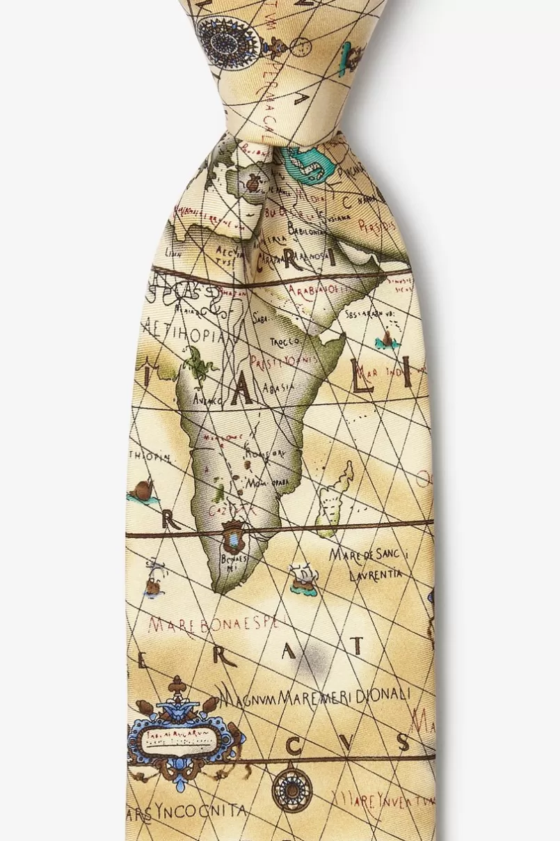 Ties Ancient Art of Portugal Map Off White Tie Cheap