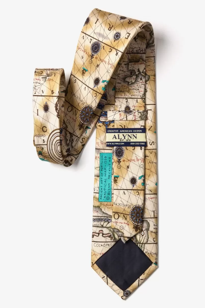 Ties Ancient Art of Portugal Map Off White Tie Cheap