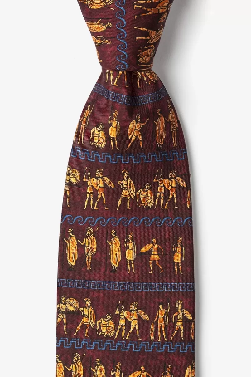 Ties Ancient Greek Warriors Burgundy Tie Shop