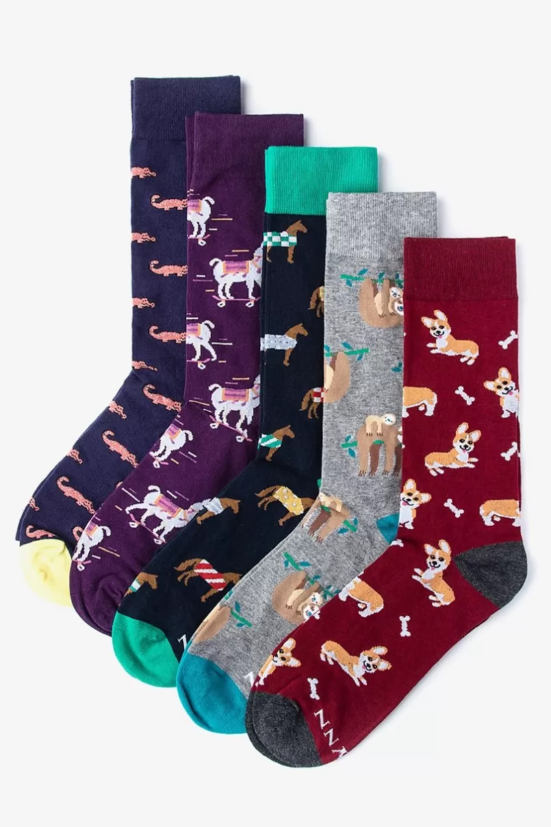 Ties Animal Lover Purple Sock Pack Fashion