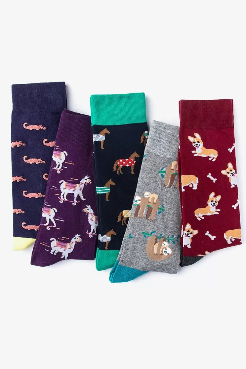 Ties Animal Lover Purple Sock Pack Fashion