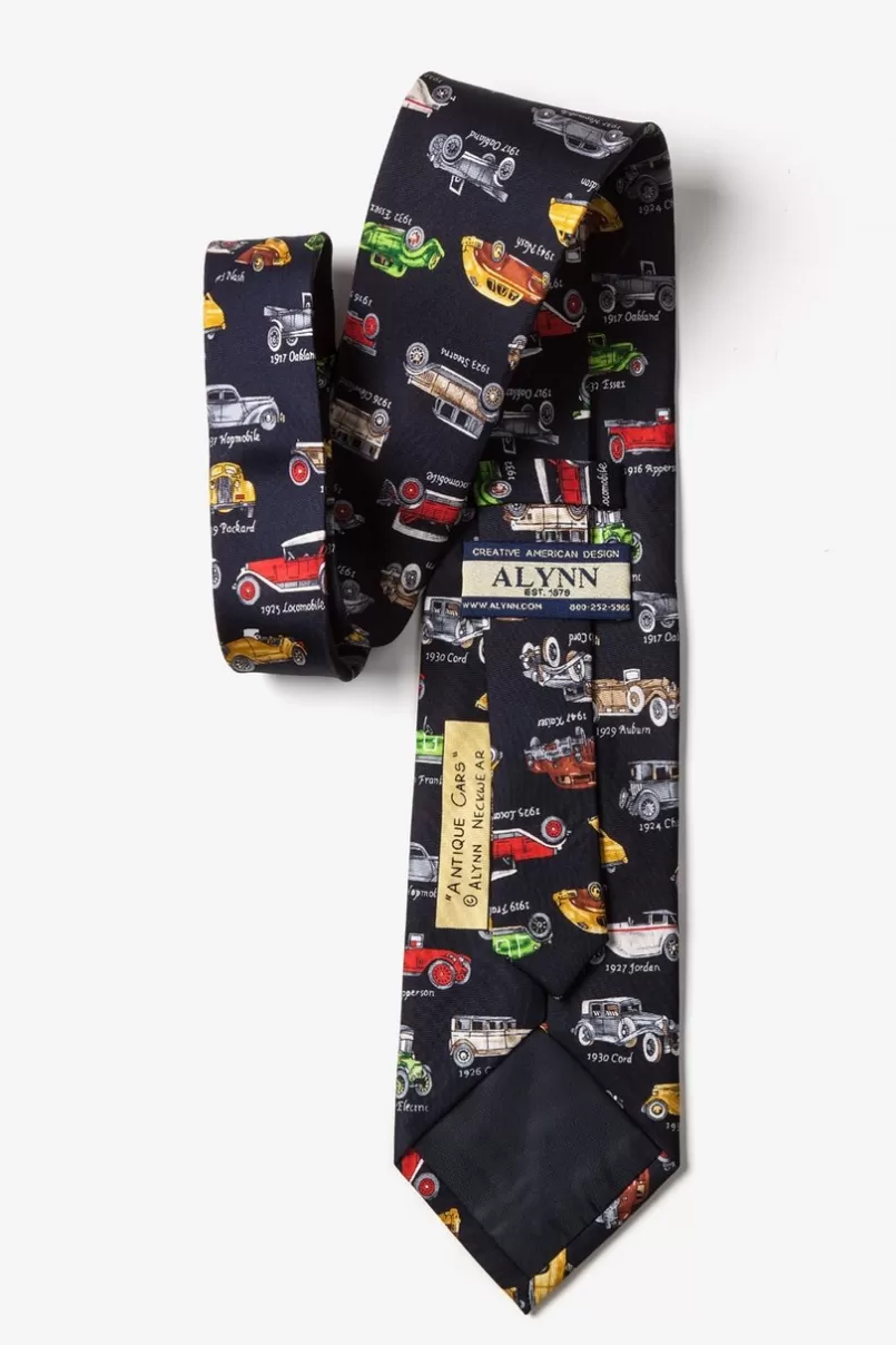 Ties Antique Cars Navy Blue Tie Cheap