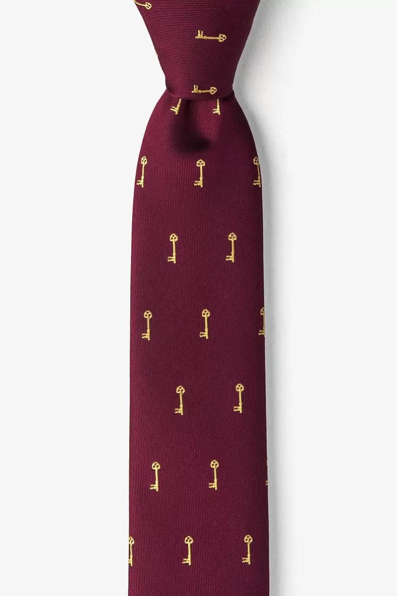 Ties Antique Keys Burgundy Skinny Tie Shop