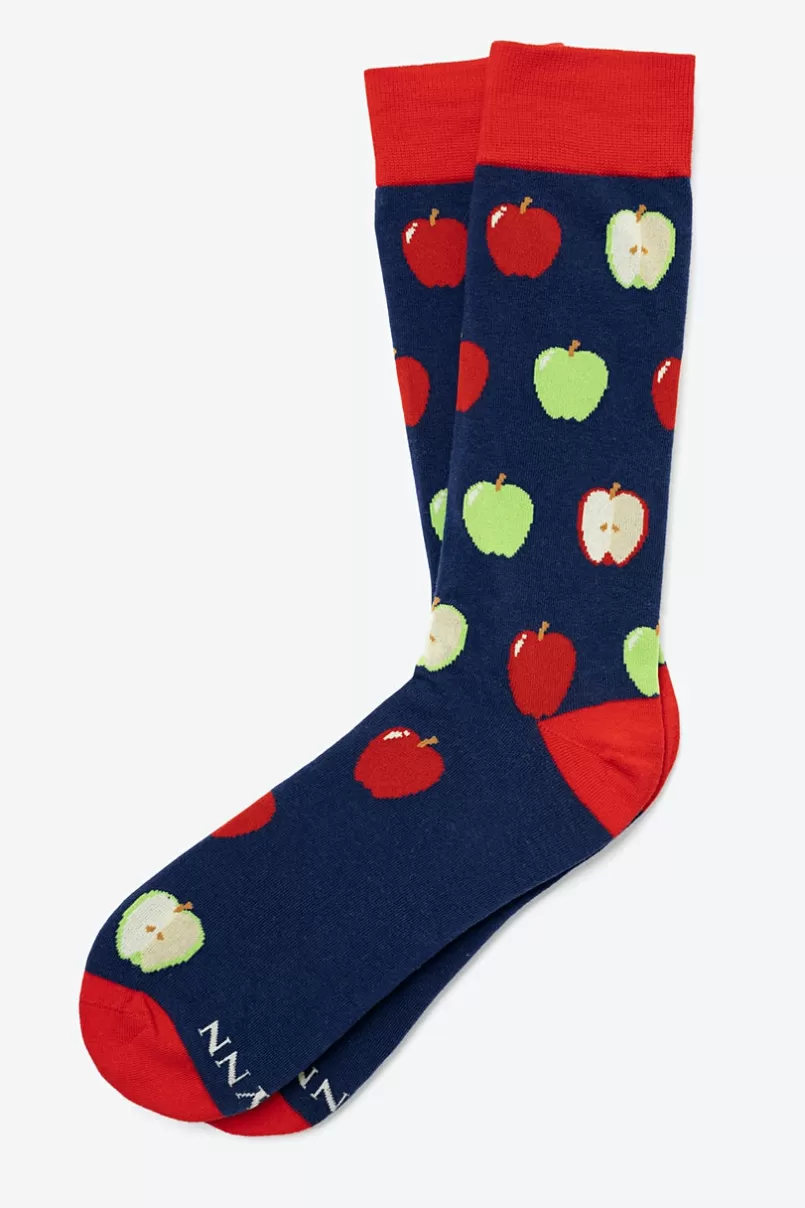 Ties Apple Core Values Navy Blue Sock New