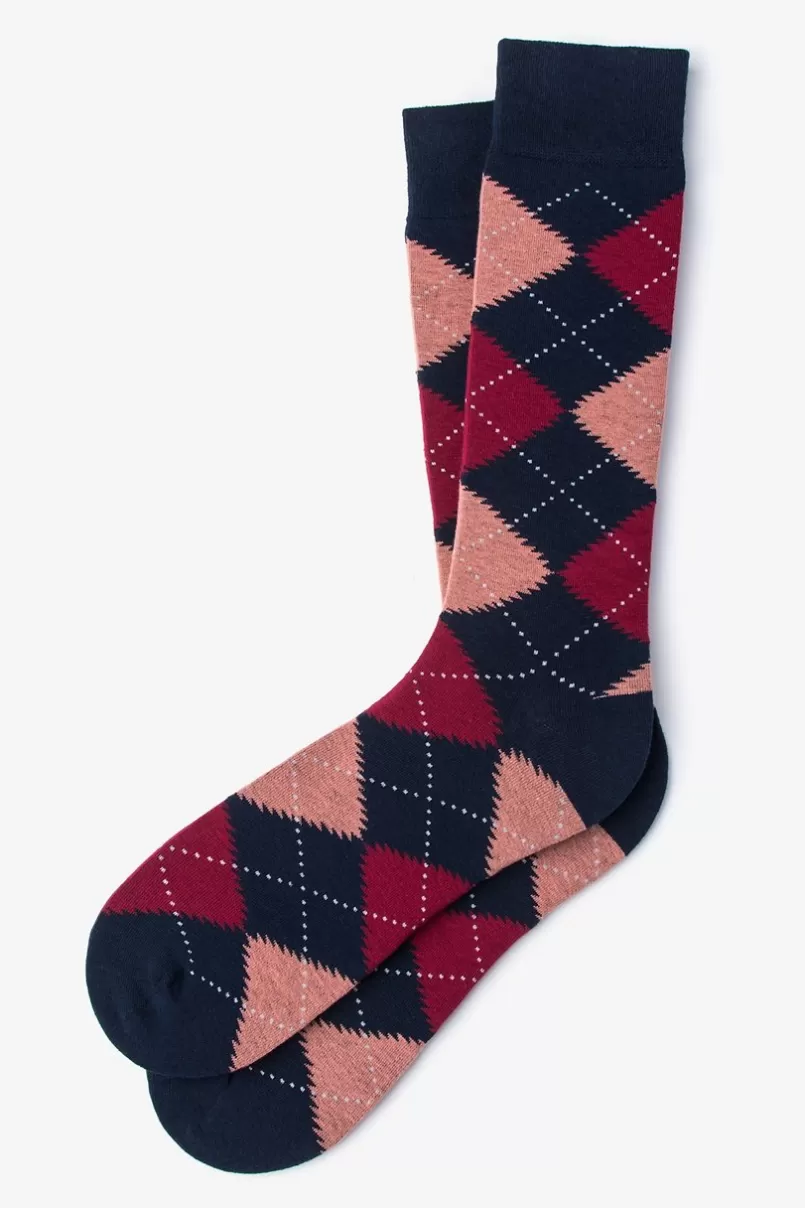 Ties Argyle Assassin Sock Coral Outlet