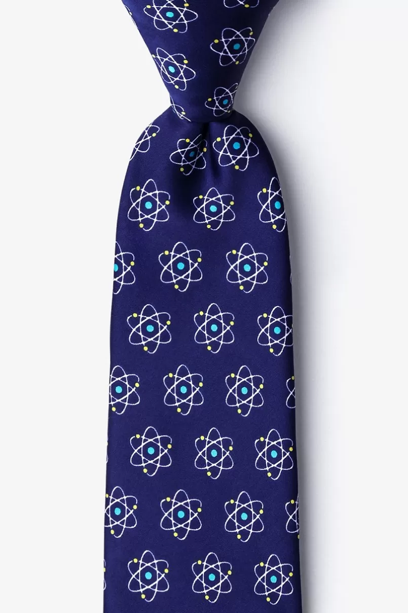 Ties Atomic Nucleus Navy Blue Extra Long Tie NavyBlue Flash Sale