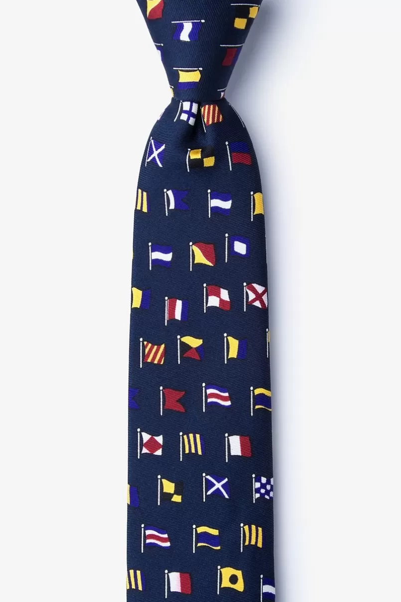 Ties A-Z International Flags Navy Blue Skinny Tie Flash Sale