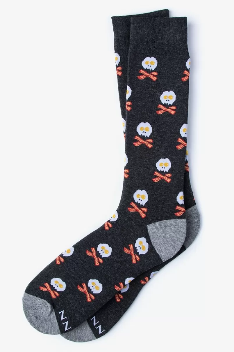 Ties Bacon & Eggs Breakfast Sock Black Hot