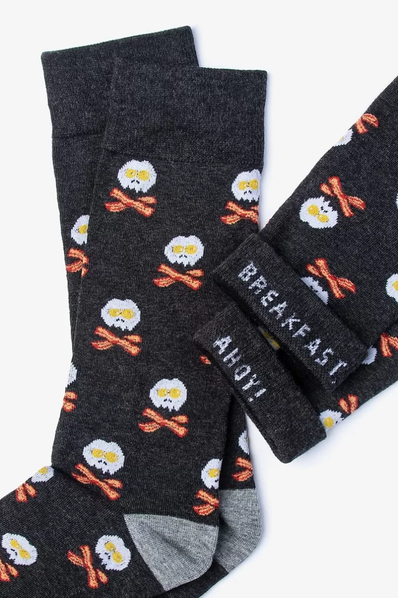 Ties Bacon & Eggs Breakfast Sock Black Hot