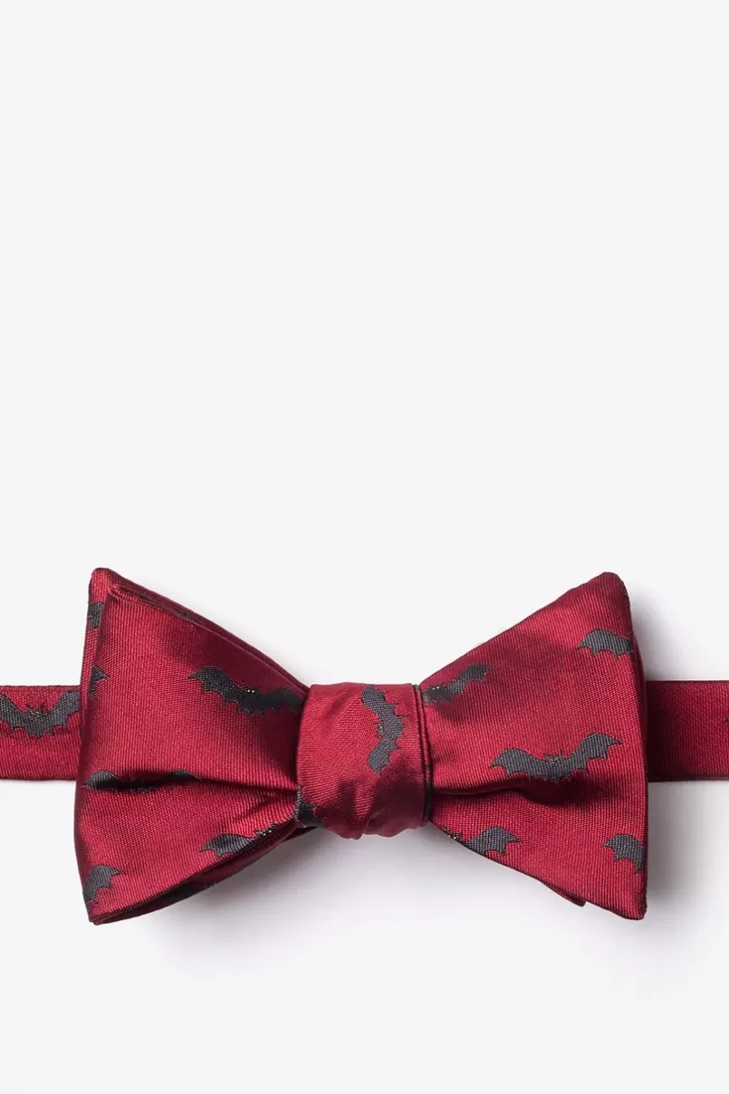 Ties Bats Self-Tie Bow Tie Maroon New