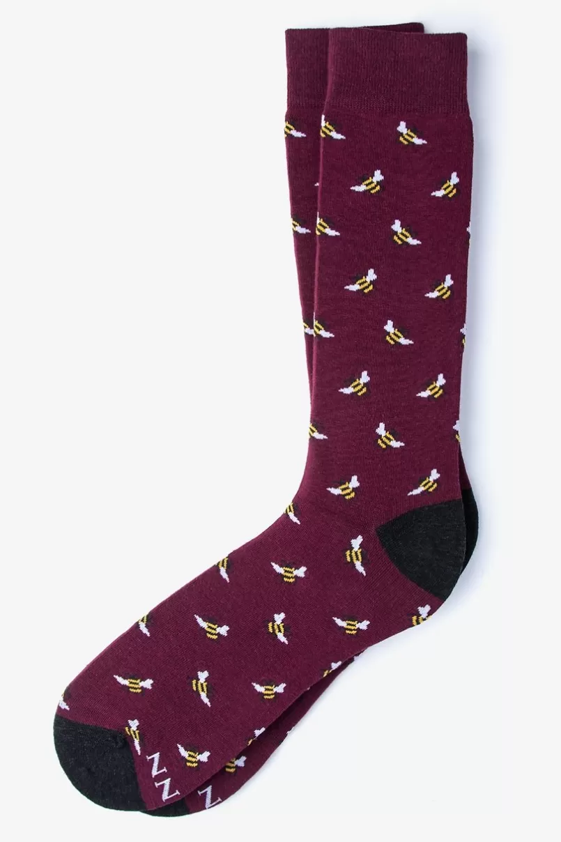 Ties Bee Sock Maroon Best Sale