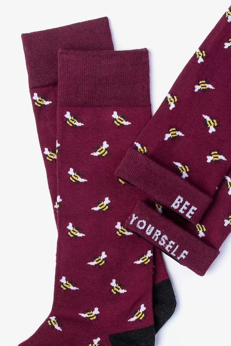 Ties Bee Sock Maroon Best Sale