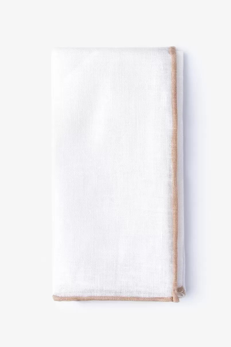 Ties Beige Edged Linen White Pocket Square White&Beige Hot