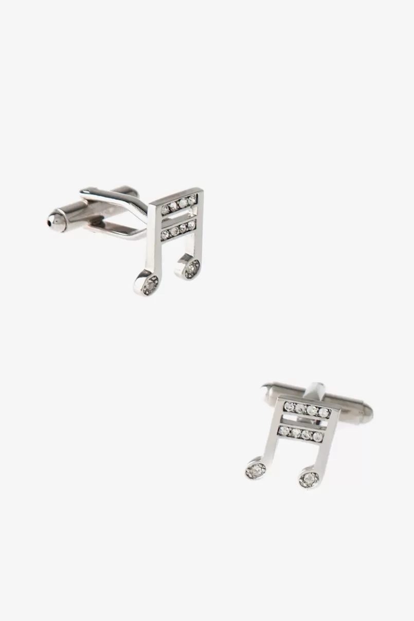 Ties Bejeweled Music Note Clear Cufflinks Store