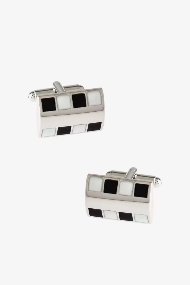 Ties Bejeweled Rounded Plate Black Cufflinks Flash Sale