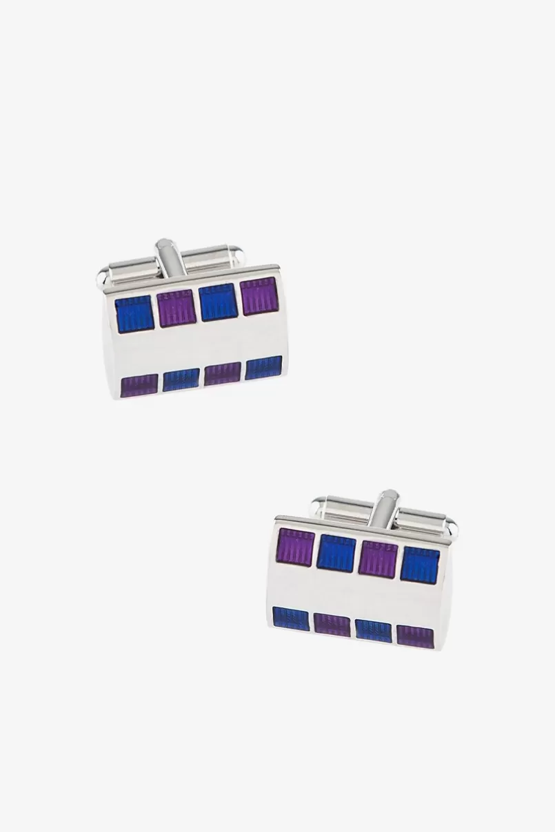 Ties Bejeweled Rounded Plate Blue Cufflinks Best Sale