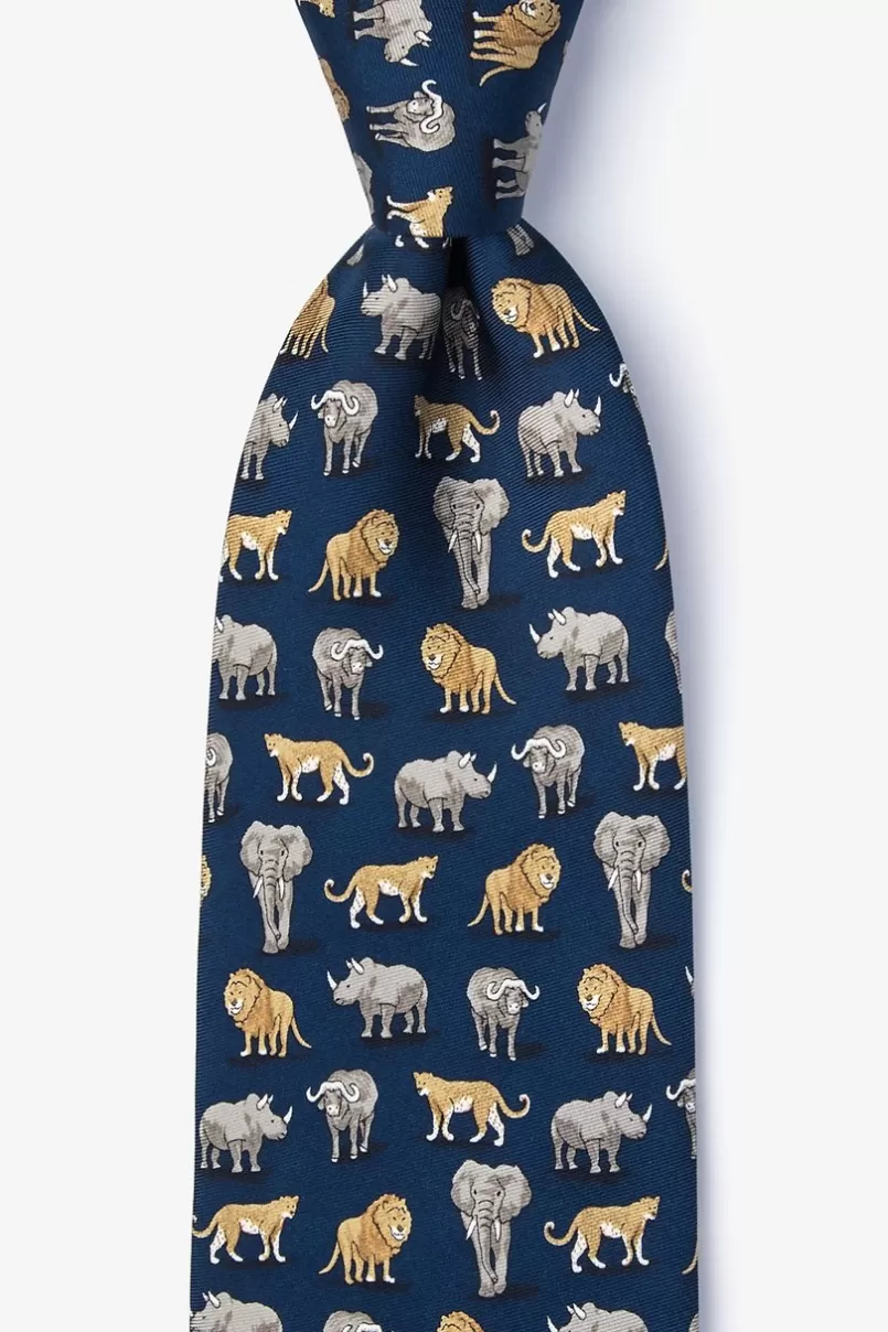 Ties Big Five Game of Africa Navy Blue Tie Store