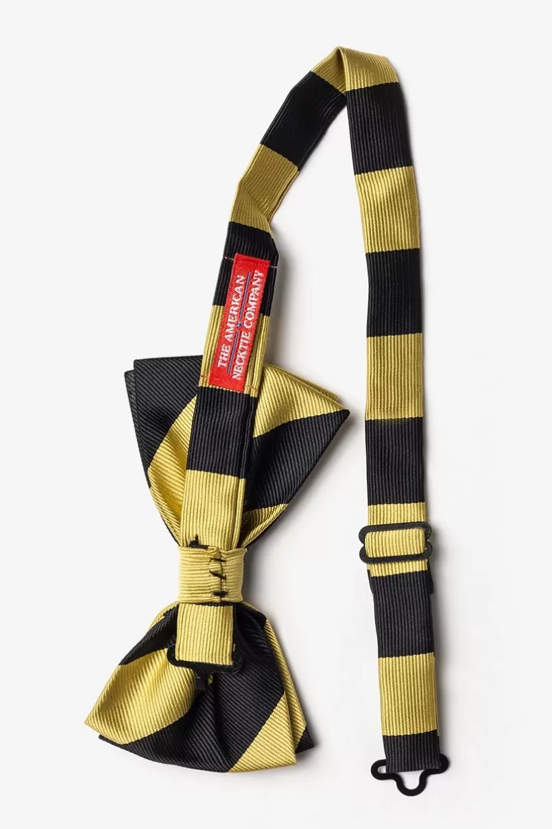 Ties Black & Gold Stripe Pre-Tied Bow Tie Black&Gold Cheap