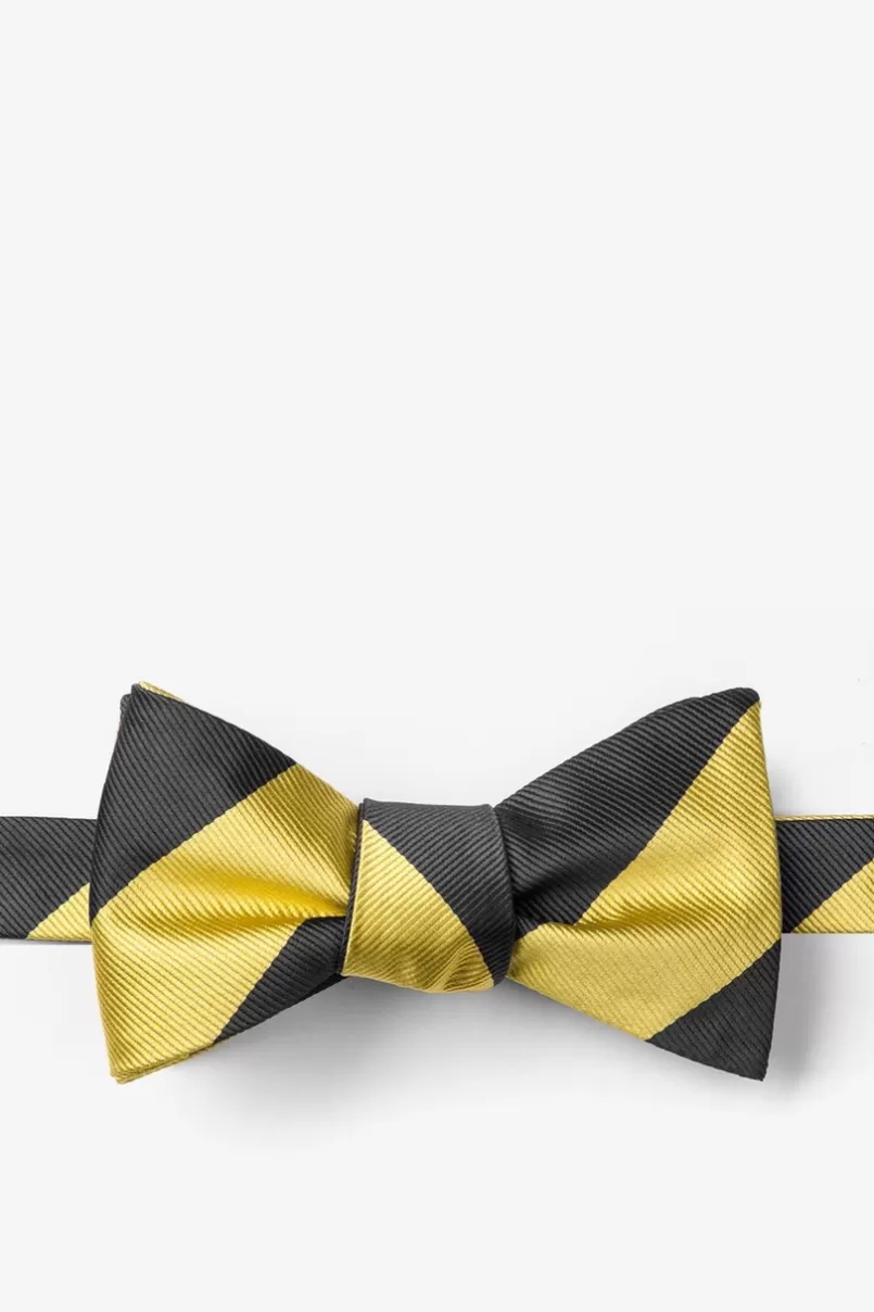 Ties Black & Gold Stripe Self-Tie Bow Tie Black&Gold Flash Sale