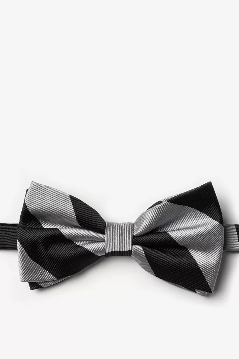 Ties Black & Silver Stripe Pre-Tied Bow Tie Black&Silver Best Sale