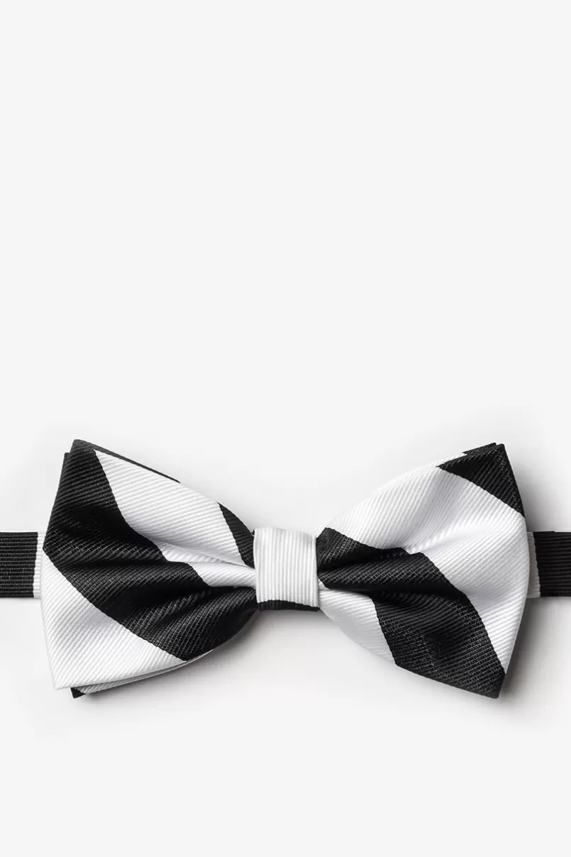 Ties Black & White Stripe Pre-Tied Bow Tie Black&White Cheap