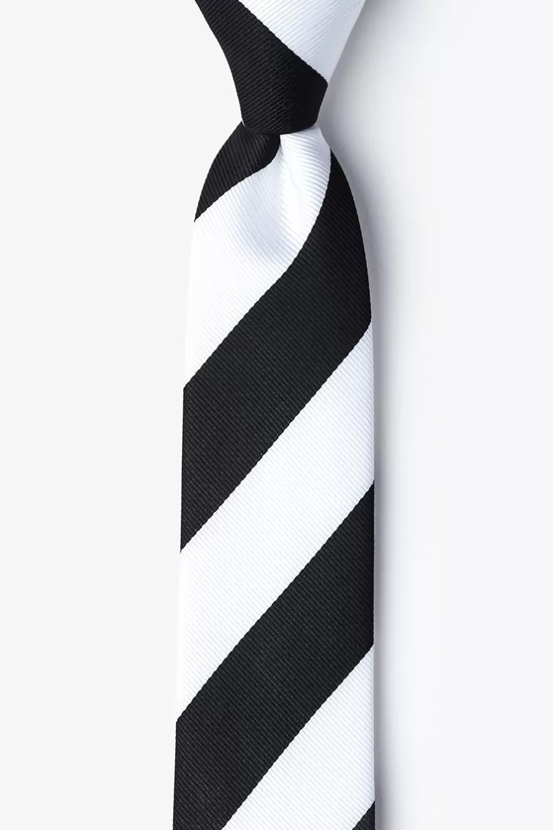 Ties Black & White Stripe Skinny Tie Black&White Discount