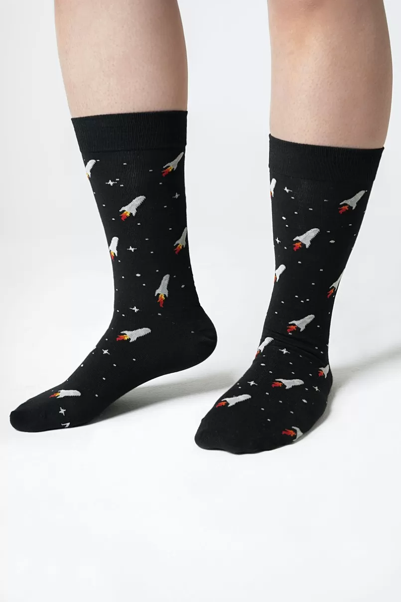 Ties Blast Off Black Sock Outlet