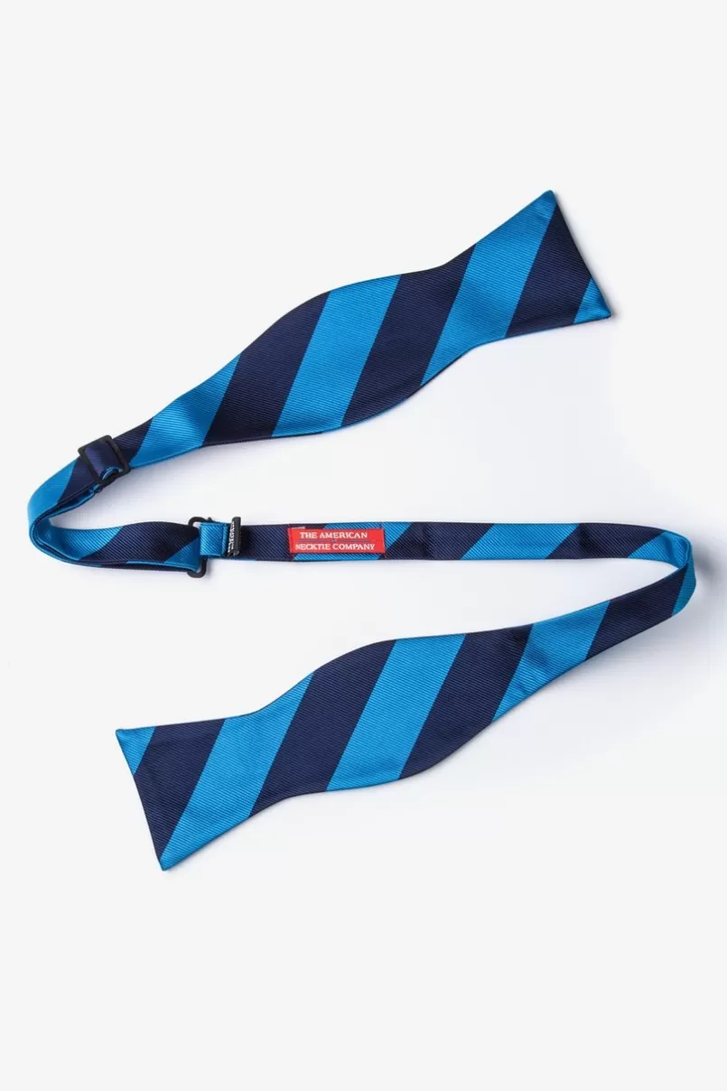 Ties Blue & Navy Stripe Self-Tie Bow Tie Blue&NavyBlue Online