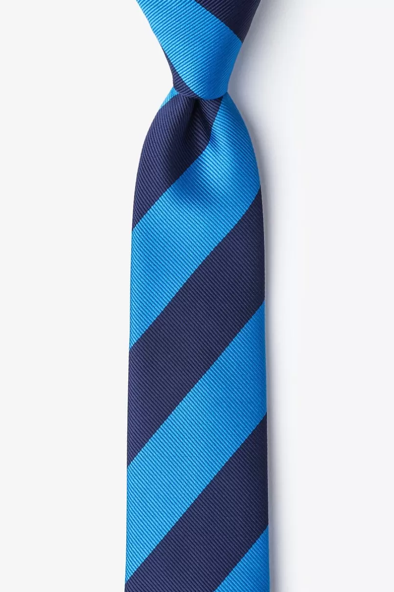 Ties Blue & Navy Stripe Skinny Tie Blue&NavyBlue Online