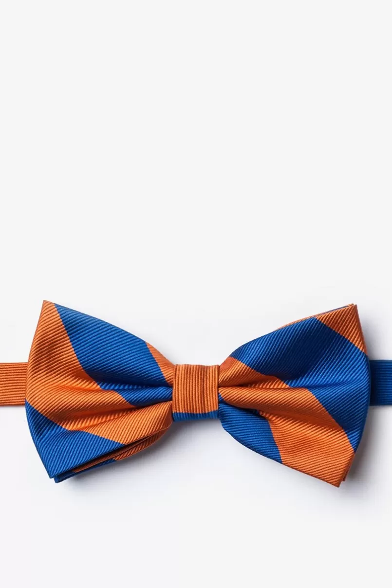 Ties Blue & Orange Stripe Pre-Tied Bow Tie Blue&Orange Hot