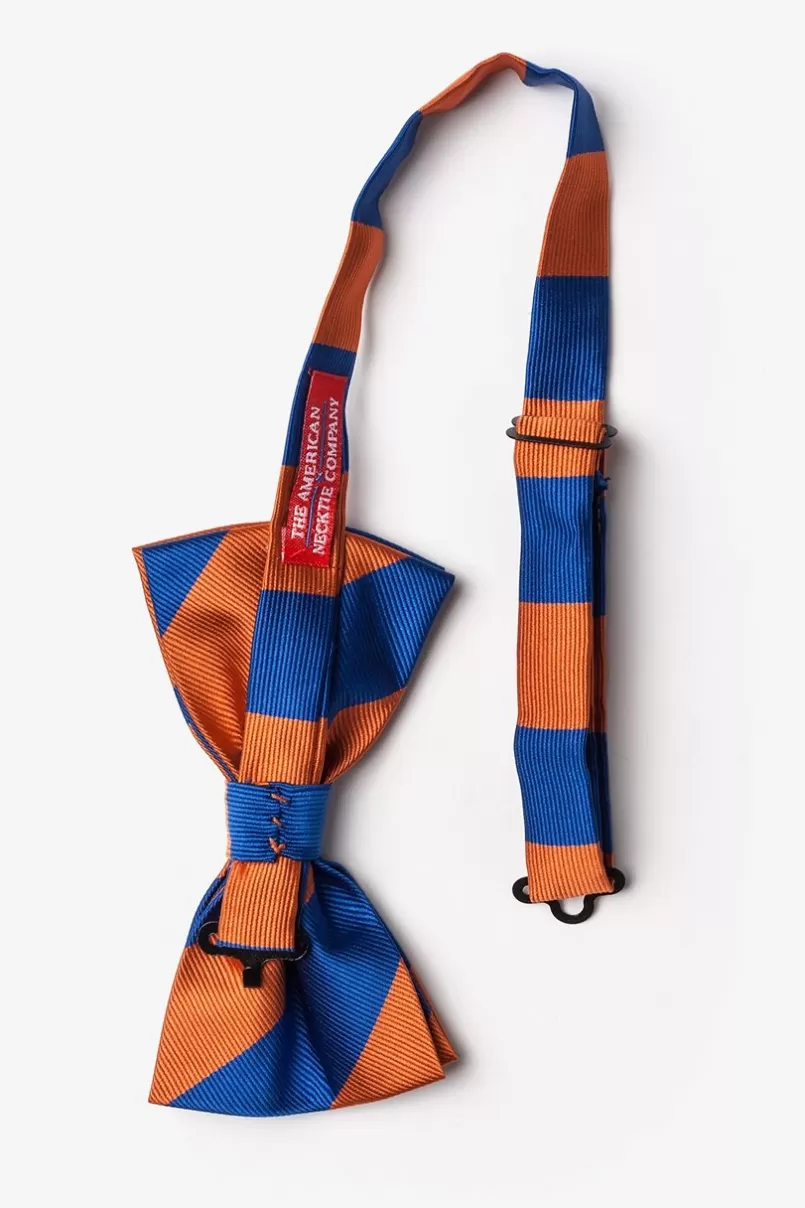 Ties Blue & Orange Stripe Pre-Tied Bow Tie Blue&Orange Hot