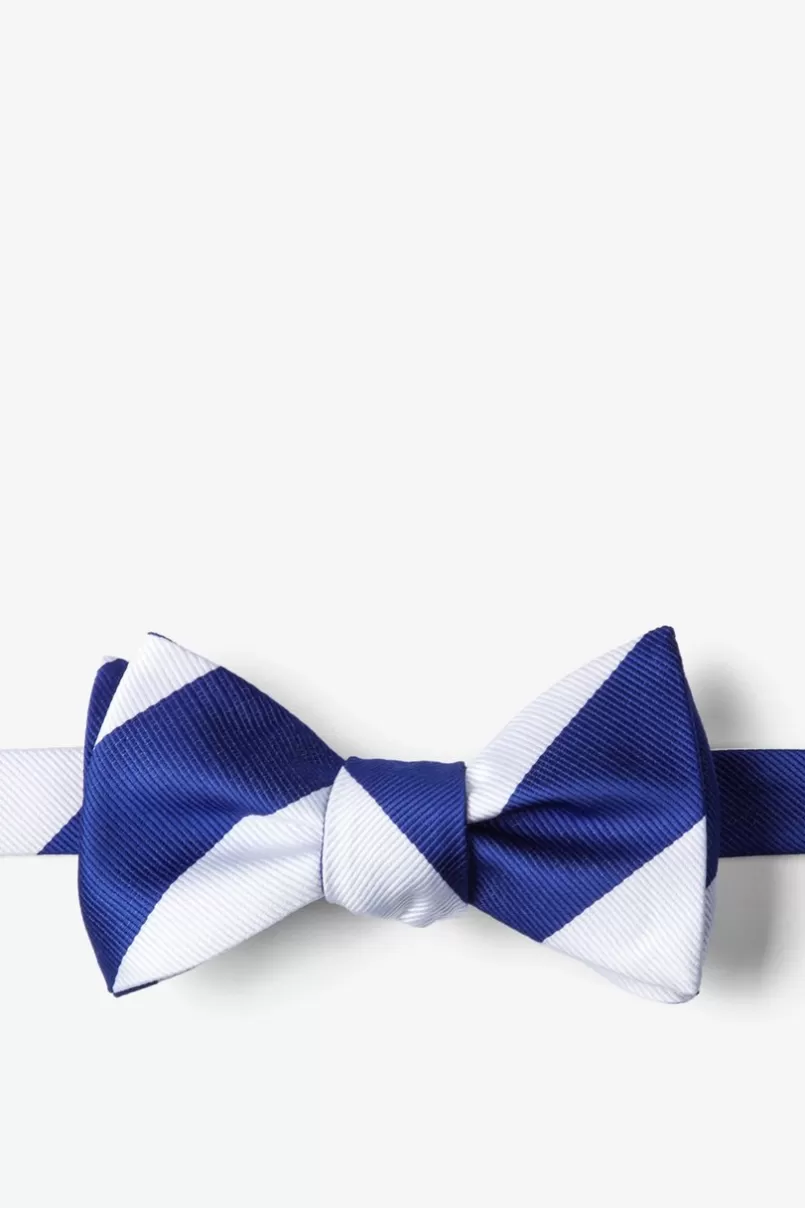 Ties Blue & White Stripe Self-Tie Bow Tie Blue&White Sale