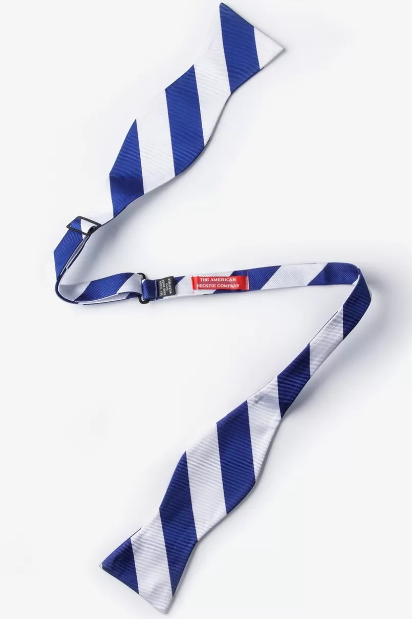 Ties Blue & White Stripe Self-Tie Bow Tie Blue&White Sale