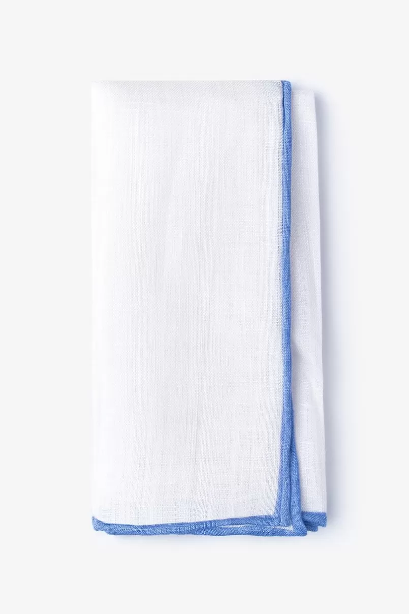 Ties Blue Edged Linen White Pocket Square White&Blue Cheap