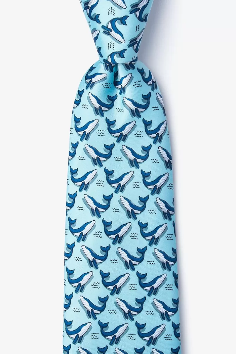 Ties Blue Whales Light Blue Extra Long Tie LightBlue New