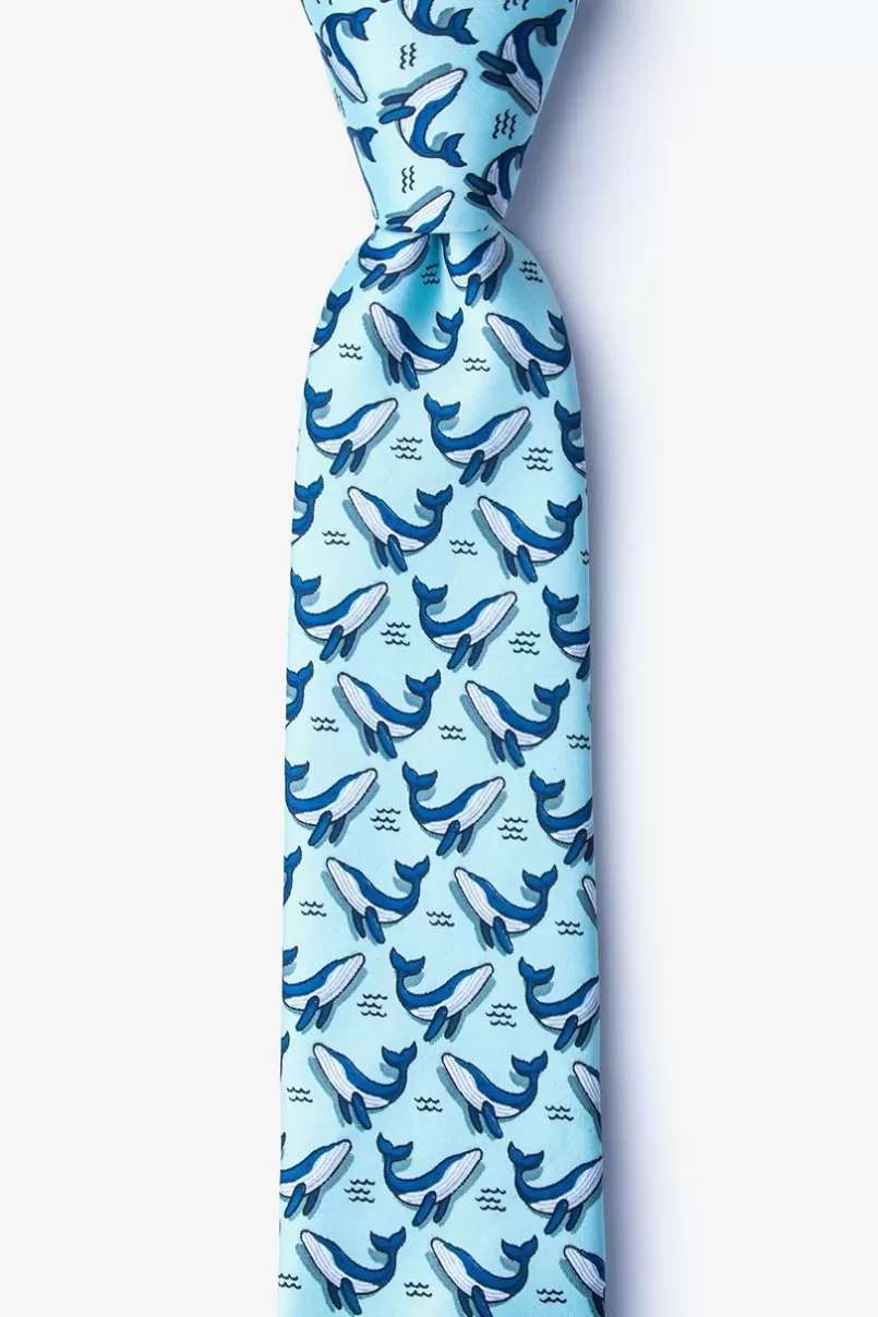 Ties Blue Whales Light Blue Skinny Tie LightBlue Clearance